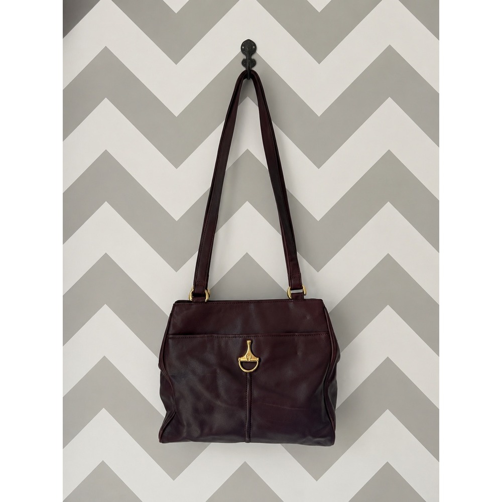 Etienne Aigner‎ Shoulder Bag Burgundy Leather Horseshoe Hardware OS